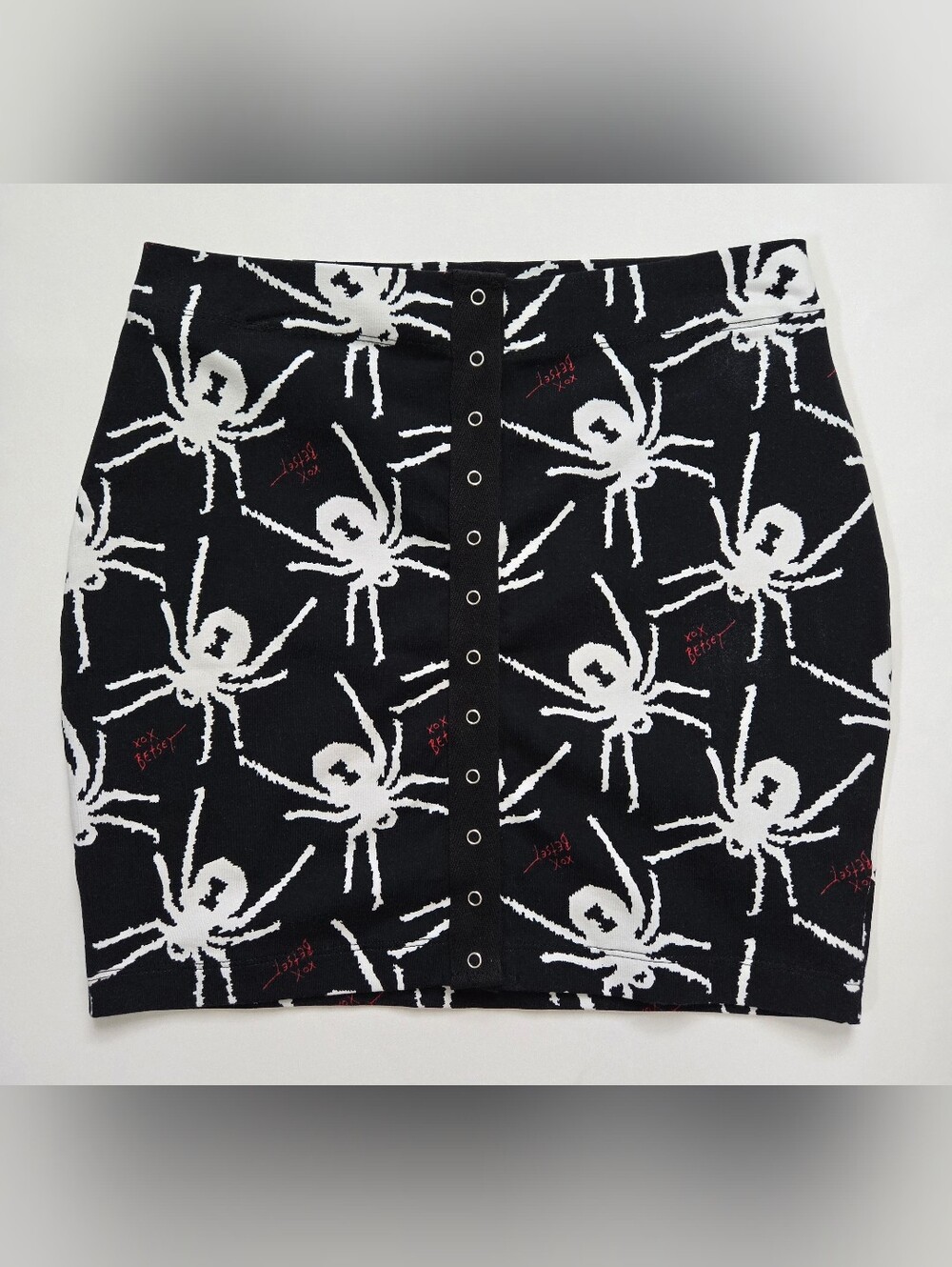 Betsey Johnson Limited Edition Bodycon Spider Print Mini Skirt Cotton Women's S